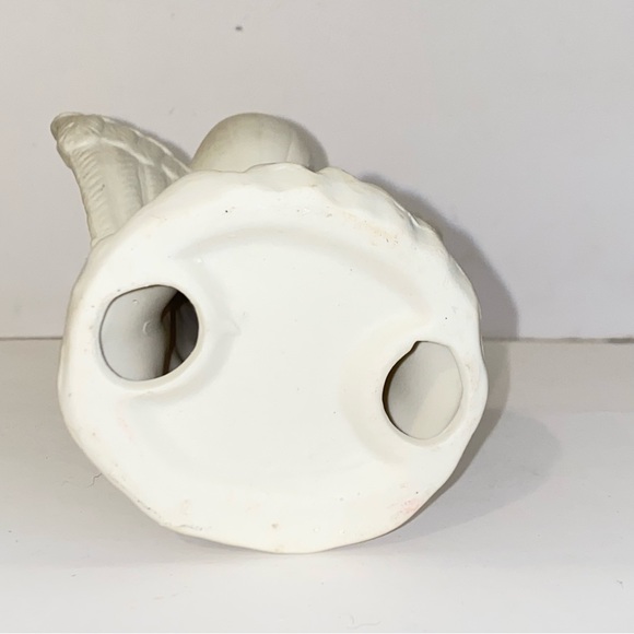 Vintage Bisque Porcelain Angel with Lyre Harp Taper Candle Holder - Picture 12 of 13